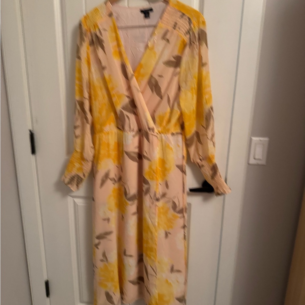 Halogen Yellow Floral Wrap Dress